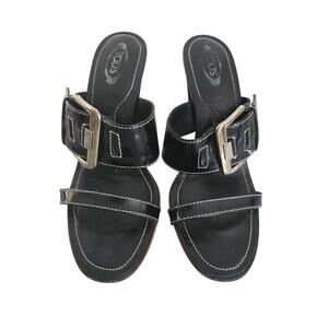 Tod's Black Slip On Heels